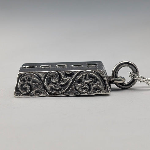 1977年 英国 純銀製 ジュビリーインゴットペンダント計32g 純銀ネックレス付 AJCo